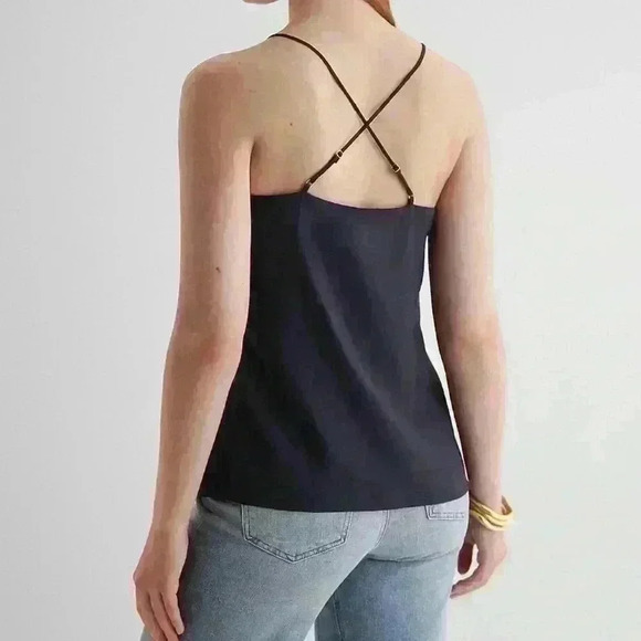 Express Satin Steamed V-Neck Cross-Back Downtown Cami - Picture 2 of 6